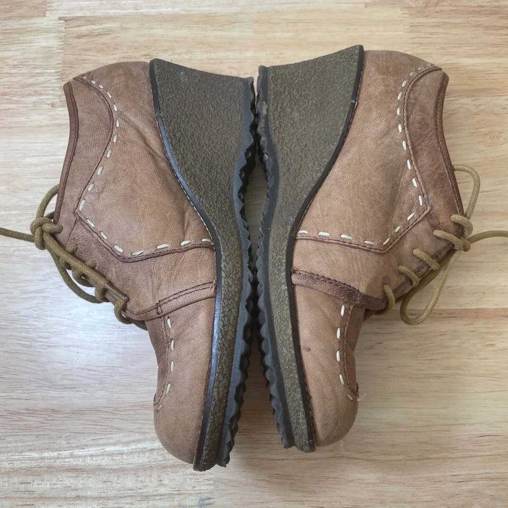 Naturalizer Dolan Wedge Lace Up‎ Oxford Shoes Brown Leather Women Size 7.5